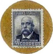 Spain 40 Centimos (Emilio Castelar) REPUBLICA ESPAÑOLA 40 CTS EMILIO CASTELAR CORREOS coin obverse