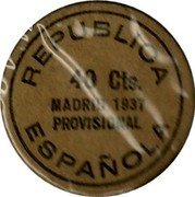 Spain 40 Centimos (Madrid) REPUBLICA ESPAÑOLA 40 CTS. MADRID 1937 PROVISIONAL coin obverse