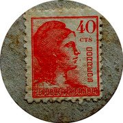 Spain 40 Centimos (Tarrega) 40 CTS CORREOS REPUBLICA ESPAÑOLA coin obverse Spain 40 Centimos (Tarrega) 40 CTS CORREOS REPUBLICA ESPAÑOLA coin obverse