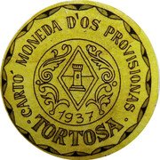 Spain 40 Centimos (Tortosa) CARTO MONEDA D'OS PROVISIONAS 1937 TORTOSA coin reverse Spain 40 Centimos (Tortosa) CARTO MONEDA D'OS PROVISIONAS 1937 TORTOSA coin reverse