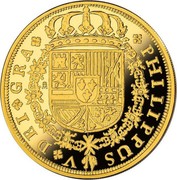 Spain 400 Euro 150th Anniversary of the Dissapearance of ESCUDO 2018 M Proof ♔M PHILIPVS V DEI GRA coin obverse Spain 400 Euro 150th Anniversary of the Dissapearance of ESCUDO 2018 M Proof ♔M PHILIPVS V DEI GRA coin obverse