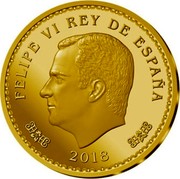 Spain 400 Euro 50th Anniversary King Don Felipe VI 2018 FELIPE VI REY DE ESPAÑA 2018 coin obverse Spain 400 Euro 50th Anniversary King Don Felipe VI 2018 FELIPE VI REY DE ESPAÑA 2018 coin obverse