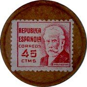 Spain 45 Centimos (Pablo Iglesias) REPÚBLICA ESPAÑOLA CORREOS 45 CTMS PABLO IGLESIAS coin obverse