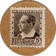 Spain 5 Centimos Blasco Ibanez - Brown 1938 CORREOS REPUBLICA ESPAÑOLA 5 CENTIMOS coin obverse Spain 5 Centimos Blasco Ibanez - Brown 1938 CORREOS REPUBLICA ESPAÑOLA 5 CENTIMOS coin obverse