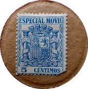 Spain 5 Centimos (Especial Movil blue) ESPECIAL MOVIL PLUS ULTRA 5 CENTIMOS coin obverse Spain 5 Centimos (Especial Movil blue) ESPECIAL MOVIL PLUS ULTRA 5 CENTIMOS coin obverse