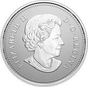 Canada 5 Dollars (25th Anniversary of Canada's Arboreal Emblem) ELIZABETH II D G REGINA coin obverse Canada 5 Dollars (25th Anniversary of Canada's Arboreal Emblem) ELIZABETH II D G REGINA coin obverse
