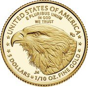 USA 5 Dollars American Gold Eagle 2021 W Proof UNITED STATES OF AMERICA E PLURIBUS UNUM IN GOD WE TRUST RG JN 5 DOLLARS 1/10 OZ. FINE GOLD coin reverse USA 5 Dollars American Gold Eagle 2021 W Proof UNITED STATES OF AMERICA E PLURIBUS UNUM IN GOD WE TRUST RG JN 5 DOLLARS 1/10 OZ. FINE GOLD coin reverse