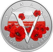 Canada 5 dollars Victory Rememmbrance Poppy 2020 2020 Proof CANADA 5 DOLLARS 2020 coin reverse Canada 5 dollars Victory Rememmbrance Poppy 2020 2020 Proof CANADA 5 DOLLARS 2020 coin reverse