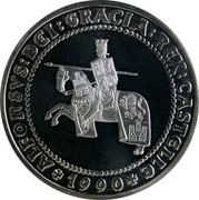 Spain 5 ECU Alfonso X of Castile 1990 ♔M X# M30 1990 ALFONSVS DEI GRACIA REX CASTELLE coin reverse Spain 5 ECU Alfonso X of Castile 1990 ♔M X# M30 1990 ALFONSVS DEI GRACIA REX CASTELLE coin reverse