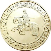 Spain 5 ECU Alphonso X of Castille 1990 X# M6 ALFONSVS DEI GRACIA REX CASTELLE 1990 coin reverse Spain 5 ECU Alphonso X of Castille 1990 X# M6 ALFONSVS DEI GRACIA REX CASTELLE 1990 coin reverse