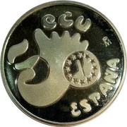 Spain 5 ECU Averroes 1991 ♔M X# M31 5 ECU M ESPAÑA coin obverse