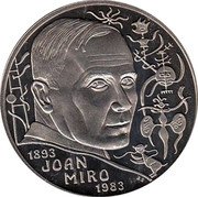 Spain 5 ECU (Joan Miro) JOAN MIRO 1893 1983 coin reverse