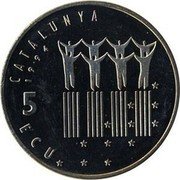 Spain 5 Ecu (Josep Pla) 5 ECU CATALUNYA 1994 coin obverse