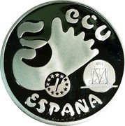 Spain 5 ECU Madrid - European Capital of Culture 1992 ♔M X# M36 5 ECU ESPAÑA coin obverse