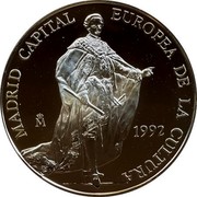Spain 5 ECU Madrid - European Capital of Culture 1992 X# M11 MADRID CAPITAL EUROPEA DE LA CULTURA M 1992 coin reverse