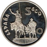 Spain 5 ECU Miguel de Cervantes 1994 M Proof X# M13 1994 MIGUEL DE CERVANTES coin obverse