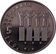 Spain 5 ECU Salvador Dali 1995 5 ECU CATALUNYA 1995 coin obverse