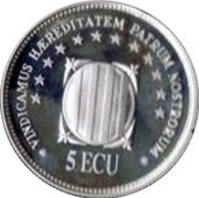Spain 5 ECU (Sant Jordi) VINDICAMUS HEREDITATEM PATRUM NOSTRORUM 5 ECU coin obverse