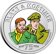Belgium 5 Euro 75 Anniversary of Blake and Mortimer. Colored 2021 ☤ STUDIO JACOBS. 2021 BLAKE & MORTIMER JAAR 75 ANS coin reverse