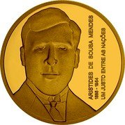 Portugal 5 Euro (Aristides de Sousa Mendes- Never Forget) ARISTIDES DE SOUSA MENDES 1885 - 1954 UM JUSTO ENTRE AS NAÇOES coin reverse