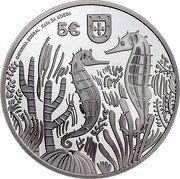 Portugal 5 Euro Cavalo - Marinho.The Sea Horse 2021 proof CATARINA SOBRAL CASA DA MOEDA 5€ coin obverse