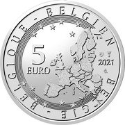 Belgium 5 Euro European Year of Railways 2021 s+☤ BELGIE BELGIQUE BELGIEN 5 EURO 2021 LL coin obverse Belgium 5 Euro European Year of Railways 2021 s+☤ BELGIE BELGIQUE BELGIEN 5 EURO 2021 LL coin obverse
