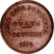 Spain 5 Pesetas 1875 X# PT7a Spain REAL CASA DE MONEDA OÑATE - OCTUBRE 1875 coin reverse
