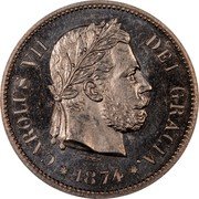 Spain 5 Pesetas CAROLUS VII 1874 X# PT4b DEI GRACIA 1874 CAROLUS VII coin obverse Spain 5 Pesetas CAROLUS VII 1874 X# PT4b DEI GRACIA 1874 CAROLUS VII coin obverse