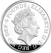 UK 5 Pounds Alfred the Great 2021 Proof ELIZABETH II D G REG FID DEF 5 POUNDS coin obverse UK 5 Pounds Alfred the Great 2021 Proof ELIZABETH II D G REG FID DEF 5 POUNDS coin obverse