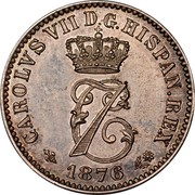 Spain 50 Centimos Carlos VII 1876 X# PT2.1 CAROLVS VII D G HISPAN REX 1876 coin obverse Spain 50 Centimos Carlos VII 1876 X# PT2.1 CAROLVS VII D G HISPAN REX 1876 coin obverse