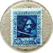 Spain 50 Centimos Velazquez 1938 REPÚBLICA ESPAÑOLA 50CTS CORREOS coin obverse Spain 50 Centimos Velazquez 1938 REPÚBLICA ESPAÑOLA 50CTS CORREOS coin obverse