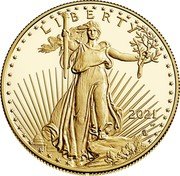 USA 50 Dollars American Gold Eagle 2021 W L I B E R T Y 2021 W coin obverse USA 50 Dollars American Gold Eagle 2021 W L I B E R T Y 2021 W coin obverse