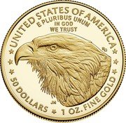 USA 50 Dollars American Gold Eagle 2021 W UNITED STATES OF AMERICA E PLURIBUS UNUM IN GOD WE TRUST RG JN 50 DOLLARS 1 OZ. FINE GOLD coin reverse USA 50 Dollars American Gold Eagle 2021 W UNITED STATES OF AMERICA E PLURIBUS UNUM IN GOD WE TRUST RG JN 50 DOLLARS 1 OZ. FINE GOLD coin reverse