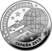 Spain 50 Euro 10th Anniversary of the Euro 2012 X ANIVERSARIO DEL EURO ESPAÑA 2012 coin obverse