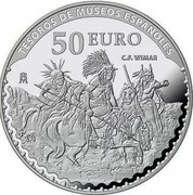 Spain 50 Euro Thyssen-Bornemisza Museum. Hopper - Vimar 2017 M Proof 50 EURO ♔M TESOROS DE MUSEOS ESPAÑOLES coin reverse