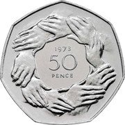 UK 50 Pence Entry into EEC (Piedfort) 1973  Proof KM# P1 1973 50 PENCE coin reverse