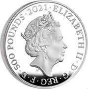 UK 500 Pounds (HRH The Prince Philip) ELIZABETH II D G REG F D 500 POUNDS JC coin obverse UK 500 Pounds (HRH The Prince Philip) ELIZABETH II D G REG F D 500 POUNDS JC coin obverse