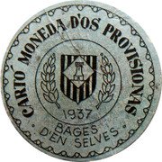 Spain 60 Centimos (Bages d´en Selves) CARTO MONEDA D`OS PROVISIONAS BAGES D`EN SELVES 1937 coin reverse