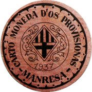 Spain 60 Centimos (Manresa) CARTO MONEDA D`OS PROVISIONAS MANRESA 1937 coin reverse Spain 60 Centimos (Manresa) CARTO MONEDA D`OS PROVISIONAS MANRESA 1937 coin reverse