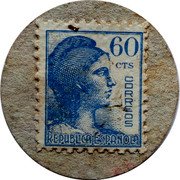 Spain 60 Centimos Sentmenat 1937 60 CTS CORREOS REPUBLICA ESPAÑOLA coin obverse Spain 60 Centimos Sentmenat 1937 60 CTS CORREOS REPUBLICA ESPAÑOLA coin obverse