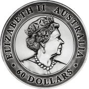 Australia 60 dollars Great Barrier Reef - Green Turtle 2021 P ELIZABETH II AUSTRALIA 60 DOLLARS coin obverse Australia 60 dollars Great Barrier Reef - Green Turtle 2021 P ELIZABETH II AUSTRALIA 60 DOLLARS coin obverse