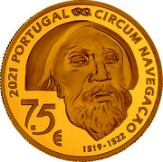 Portugal 7.5 € 500th Anniversary of Circun-Navigation- Mactan 1521 2021 7.5 € 2021 PORTUGAL CIRCUM NAVEGAÇÃO 1519-1522 coin obverse