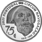 Portugal 7.5 € 500th Anniversary of Circun-Navigation Mactan 1521 2021 7.5 € 2021 PORTUGAL CIRCUM NAVEGAÇÃO 1519-1522 coin obverse