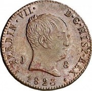 Spain 8 Maravedis (Fernando VII) KM# 502.1 FERDIN VII D G HISP REX J 8 1826 coin obverse Spain 8 Maravedis (Fernando VII) KM# 502.1 FERDIN VII D G HISP REX J 8 1826 coin obverse