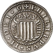 Spain 8 Reales (Philip II) KM# 18.1 PHILIPPVS II DEI G CA VIII coin obverse Spain 8 Reales (Philip II) KM# 18.1 PHILIPPVS II DEI G CA VIII coin obverse