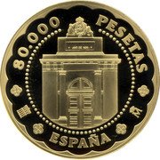 Spain 80 000 Pesetas (Mint of Segovia) 80.000 PESETAS M ESPAÑA coin obverse Spain 80 000 Pesetas (Mint of Segovia) 80.000 PESETAS M ESPAÑA coin obverse