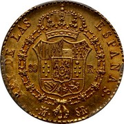 Spain 80 Rs KM# 564.3 Milled Real Coinage REY DE LAS ESPANAS M SR 80 RS coin reverse Spain 80 Rs KM# 564.3 Milled Real Coinage REY DE LAS ESPANAS M SR 80 RS coin reverse