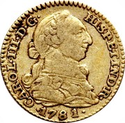 Spain Escudo (Carlos III) KM# 416.1 CAROL III D G HISP ETIND R 1781 coin obverse Spain Escudo (Carlos III) KM# 416.1 CAROL III D G HISP ETIND R 1781 coin obverse