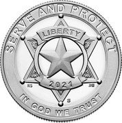 USA Half Dollar National Law Enforcement Memorial and Museum 2021 S SERVE AND PROTECT IN GOD WE TRUST LIBERTY 2021 coin obverse USA Half Dollar National Law Enforcement Memorial and Museum 2021 S SERVE AND PROTECT IN GOD WE TRUST LIBERTY 2021 coin obverse