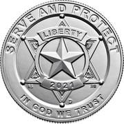 USA Half Dollar (Serve and Protect) SERVE AND PROTECT LIBERTY 2021 RS JPM D IN GOD WE TRUST coin obverse USA Half Dollar (Serve and Protect) SERVE AND PROTECT LIBERTY 2021 RS JPM D IN GOD WE TRUST coin obverse